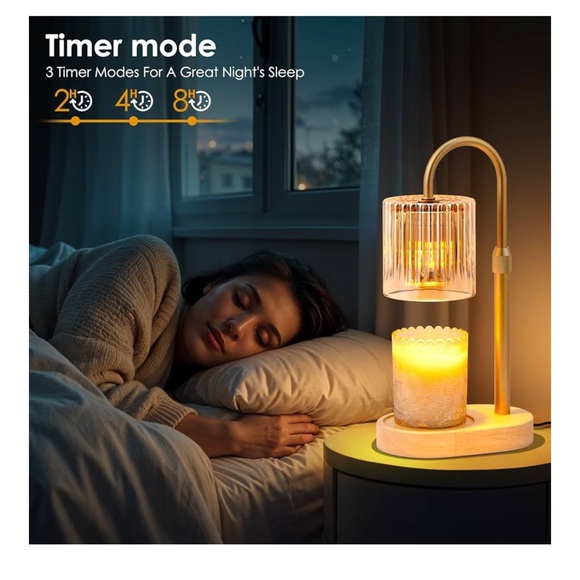 Amber Glass Candle Warmer Lamp with Adjustable Height & Timer - Picture 5 of 7